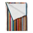 thumbnail image 2 of Abstract Soft Flannel Fleece Throw Blanket, Vibrant Colored Stripes Vertical Pattern Funky Modern Tile Illustration, Cozy Plush for Indoor and Outdoor Use, 50" x 70", Multicolor, by Ambesonne, 2 of 5