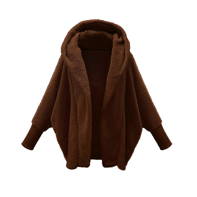 Puntoco Fashion - Chaqueta de abrigo de imitación para mujer, color sólido, manga larga, con capucha Puntoco Puntoco-3340
