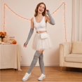 thumbnail image 6 of Striped Thigh High Socks and Fingerless Arm Warmers Set for Women, Halloween Cosplay and Holiday Party Costume Accessories, Over Knee High Stockings with Matching Gloves, 6 of 6