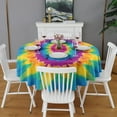 thumbnail image 2 of Colorful Tie Dye Star Pattern Round Tablecloth 60"x60",Wrinkle Wipeable Table Cloth for Kitchen Dining Room Picnic Patio Party, 2 of 6