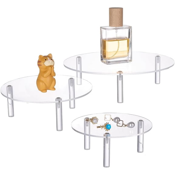 3 Pcs Round Acrylic Display Riser 3 Sizes Clear Round Acrylic Display 5/5.9/7.9Inch Clear Pedestal Riser Board