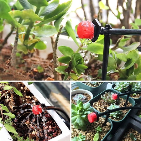 Naierhg 100Pcs Irrigation Drippers Adjustable Sturdy Construction Plastic Universal Micro Drippers Emitters Watering System for Home Red