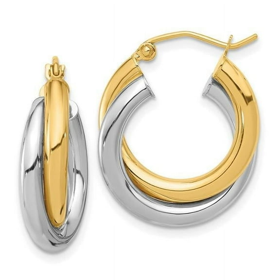 Primal Gold 10 Karat Two-tone Polished Double Tube Hoop Earrings
