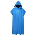 thumbnail image 3 of Langgg Bathrobe Windproof Fast Drying Replacement Short Sleeve Men Women Hooded Solid Color Beach Seaside Pool Swimming Robe Blue, 3 of 9