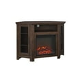 thumbnail image 1 of Pemberly Row 48" Wood Corner Fireplace Media TV Stand Console in Brown, 1 of 4