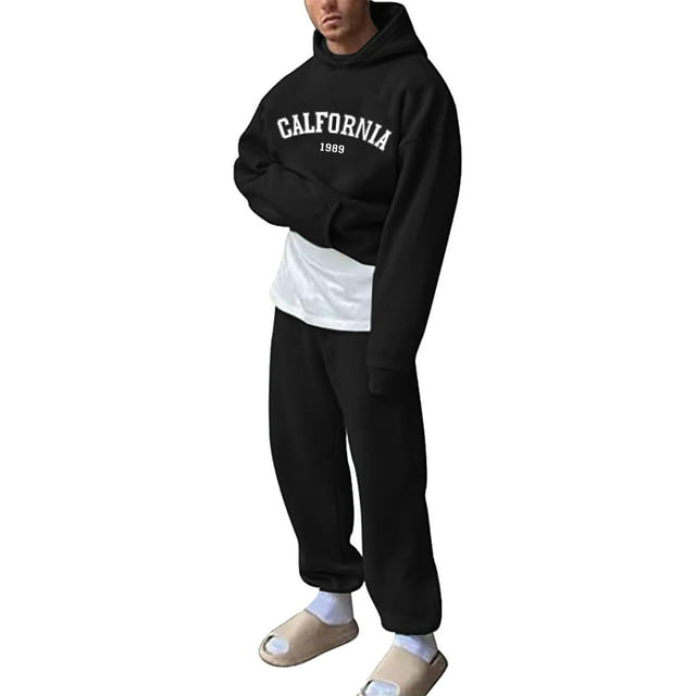 TIMIFIS Men's Tracksuit 2 Piece Hooded Athletic Sweatsuits Pullover Casual Running Jogging Sport Suit SetsFall