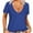 Royal blue, variant on Women Fashion Deep V-Neck Short Sleeve Tops Solid Casual Loose Basic T Shirt