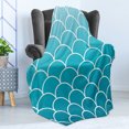 thumbnail image 4 of Aqua Ombre Soft Flannel Fleece Throw Blanket, Fish Scale Design Squama with Blue Color Palette Mermaid Tail, Cozy Plush for Indoor and Outdoor Use, 50" x 70", Sea Blue Aqua and White, by Ambesonne, 4 of 5