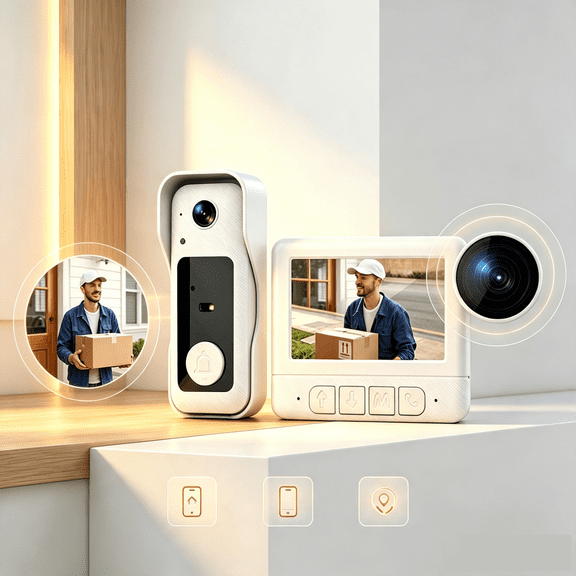 Visual smart doorbell with 4.3-inch color display, 0.3 megapixel camera for home security