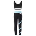 thumbnail image 2 of Doomiva Kids Gymnastics Tracksuit Girls Dance Crop Tank Tops Sport Bra Vest with Yoga Leggings Ice Black&Light Blue 12, 2 of 5