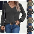thumbnail image 3 of Sweaters for Women Long Sleeve V Neck Shirts Lightweight Casual Tunic Tops Elegants Clothes Black,XL, 3 of 4