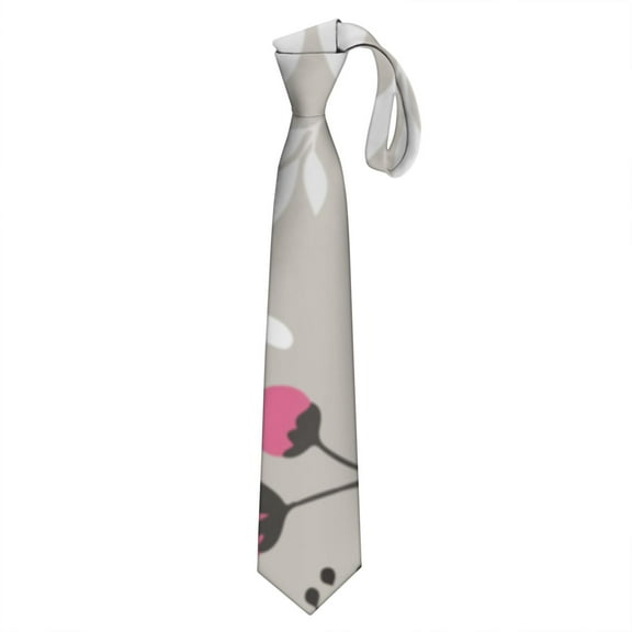 Rustic Floral Necktie for Men - Vintage Farmhouse Bloom Satin Wedding Tie
