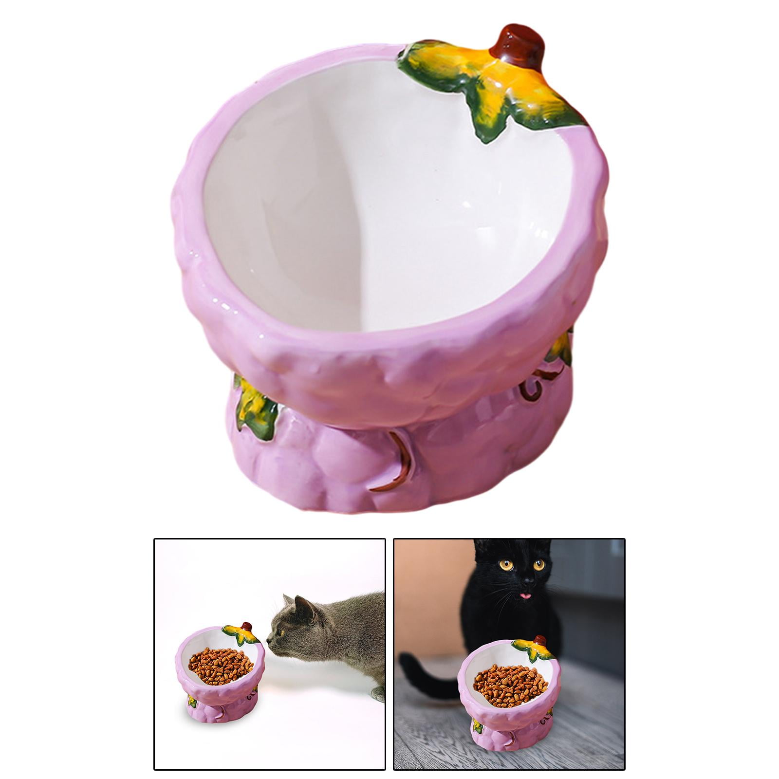 TOOYFUL Elevated Cat Bowls,Ceramic Bowls Stand for Food and Water,Dish for Cats and Puppy Indoor Non-Slip,Raised Pet Bowl Dishes,Grape Shape