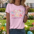 thumbnail image 4 of mgoYE Women T-Shirts Loose Fit Easter Shirts for Women Happy Bunny Eggs Plaid Printed T-Shirt Short Sleeve Graphic Tee Tops(Pink,2XL), 4 of 9