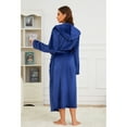 thumbnail image 4 of Heartnice Womens Long Hooded Fleece Robe, Soft Warm Spa Bathrobe for Cozy Lightweight Loungewear (Navy, L/XL), 4 of 5