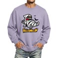 thumbnail image 4 of Men's Halloween Sweatshirt Cute Ghost Graphic Casual Long Sleeve Spooky Pullover Sweatshirt New Trendy Comfort T-Shirts Light Purple L, 4 of 5