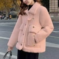 thumbnail image 6 of HAPIMO Women's Thick Fleece Coats Casual Comfy Long Sleeve Lapel Collar Button Down Jacket Solid Pocket Coat Winter Sherpa Fashion Warm Outerwear Pink XL, 6 of 6