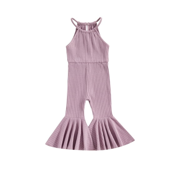 Bagilaanoe Toddler Baby Girl Jumpsuit Sleeveless Romper Solid Overalls 9M 12M 18M 24M 3T 4T Kids Long Flare Pants Summer Outfits
