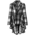 thumbnail image 4 of Womens Plaid Ruffled Hem Shacket Jacket Button Open Front Lapel Long Sleeve Trench Coat Fall Winter Outfits New Jacket for Women Gray XXL, 4 of 9