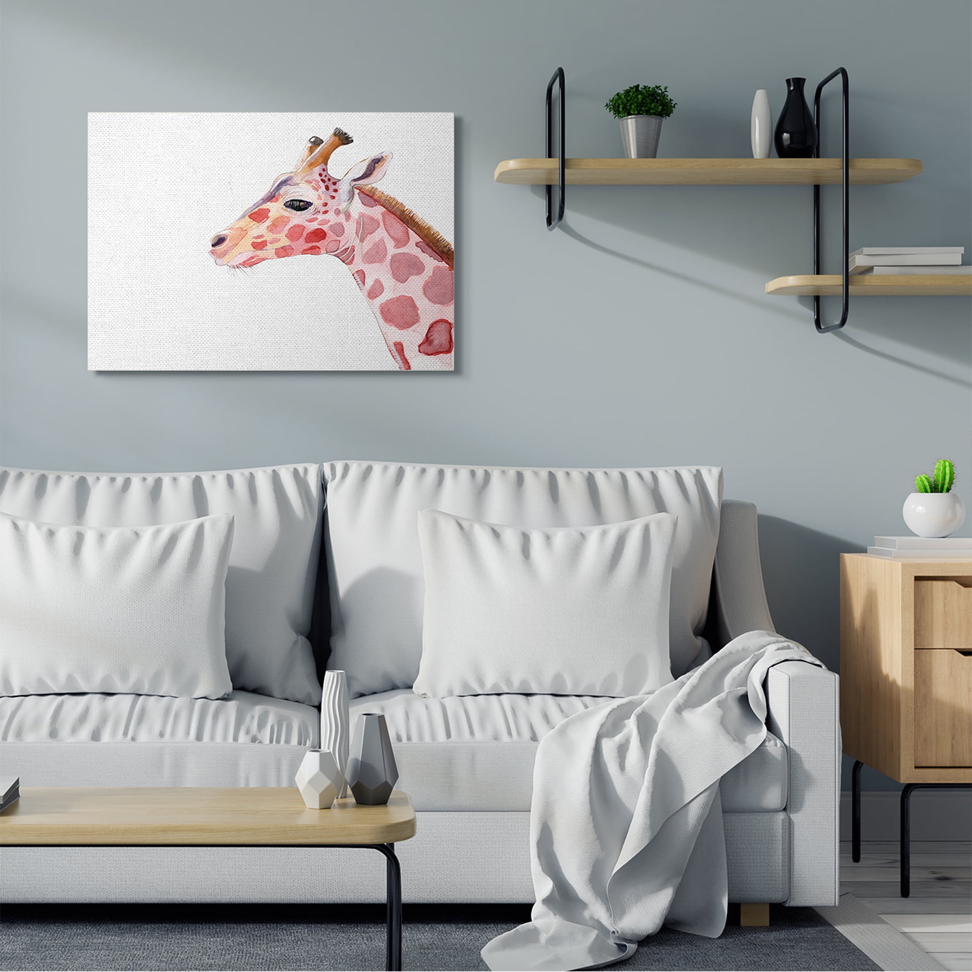 Stupell Industries Calm Giraffe Portrait Red Brown Safari Animal,30 x 40,Designed by Alicia Ludwig