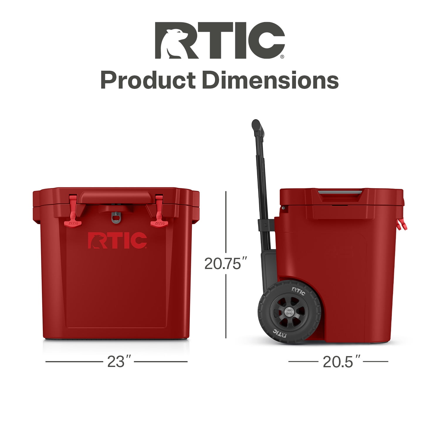 RTIC 45 QT Ultra-Tough Wheeled Hard-Sided Ice Chest Cooler, Fits 60 Cans, Black Cherry