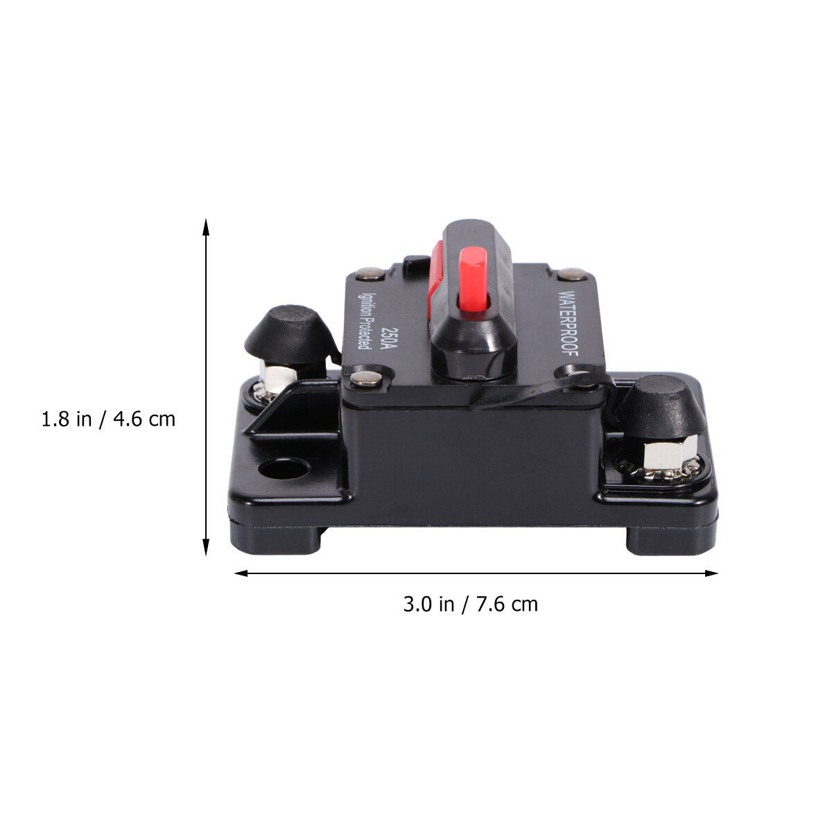 WHAMVOX 250A Waterproof High Amp Manual Reset Dual Circuit Breaker with (Black)