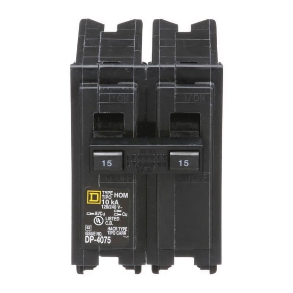 Square D Homeline 15A Double-Pole Standard Trip Circuit Breaker HOM215CP