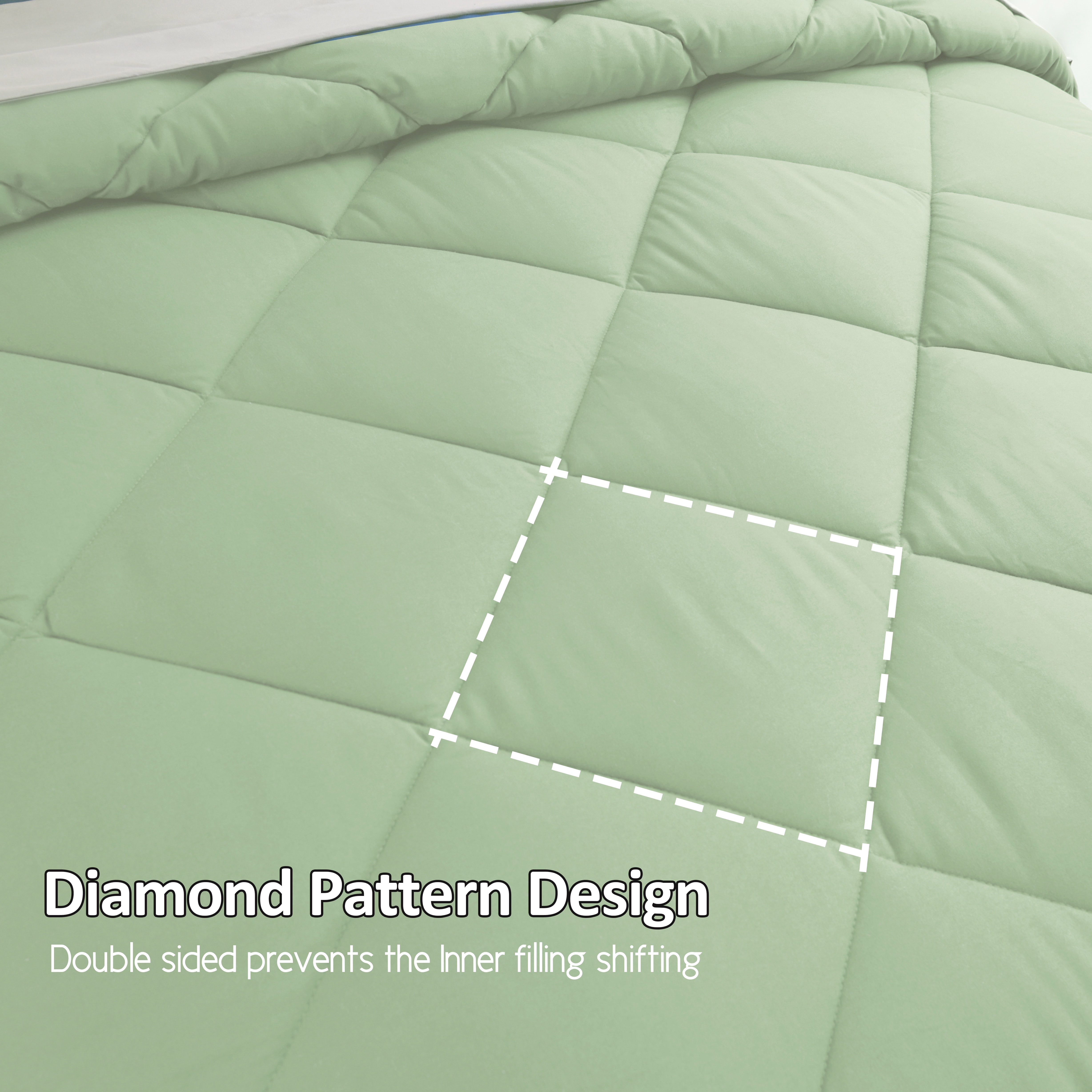 HIG 7 Piece Reversible Full Comforter Set - Sage Quilted Down Alternative Bedding All Season Super Soft Microfiber Bed in a Bag Includes Sheets Pillowcases Shams