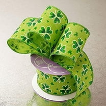 St. Patrick's Day Shamrock Wired Ribbon - Woven Fabric - 2 1/2 Inches Wide X 10 Yards (563282501)
