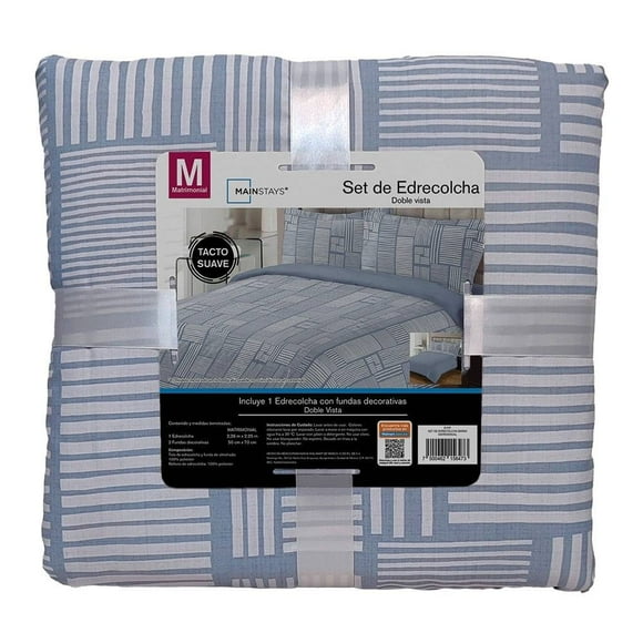 Set De Edrecolcha Mainstays Azul 3 Piezas Matrimonial