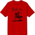 thumbnail image 3 of Cowboy "Ride On" Adult Red Crew Neck Short Sleeve Tee-Medium, 3 of 4