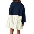thumbnail image 5 of Dwaogom Fashion Women's Casual Over Sized Sweatshirt Long Sleeve Dress Round-Neck Ladies Patchwork Mini Dresses Halter Dresses For Women Folksy Dress Girls Dresses 7-16 White, 5 of 7