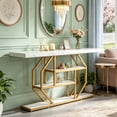 thumbnail image 3 of Fnova 70.9" Modern Console Table, Gold & White Faux Marble Extra Long Entryway Table, 4-Tier Narrow Sofa Table for Living Room, Hallway, Entrance, 3 of 14
