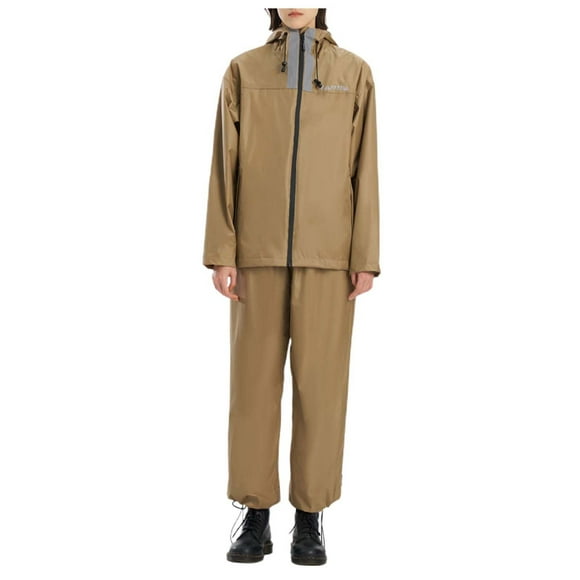 PMVFHDE Rain Ponchos Cycling Rain Suit For Men & Women Full Body Separates | Outdoor Hiking & Biking Rain Jacket & Pants Set | Brown,L