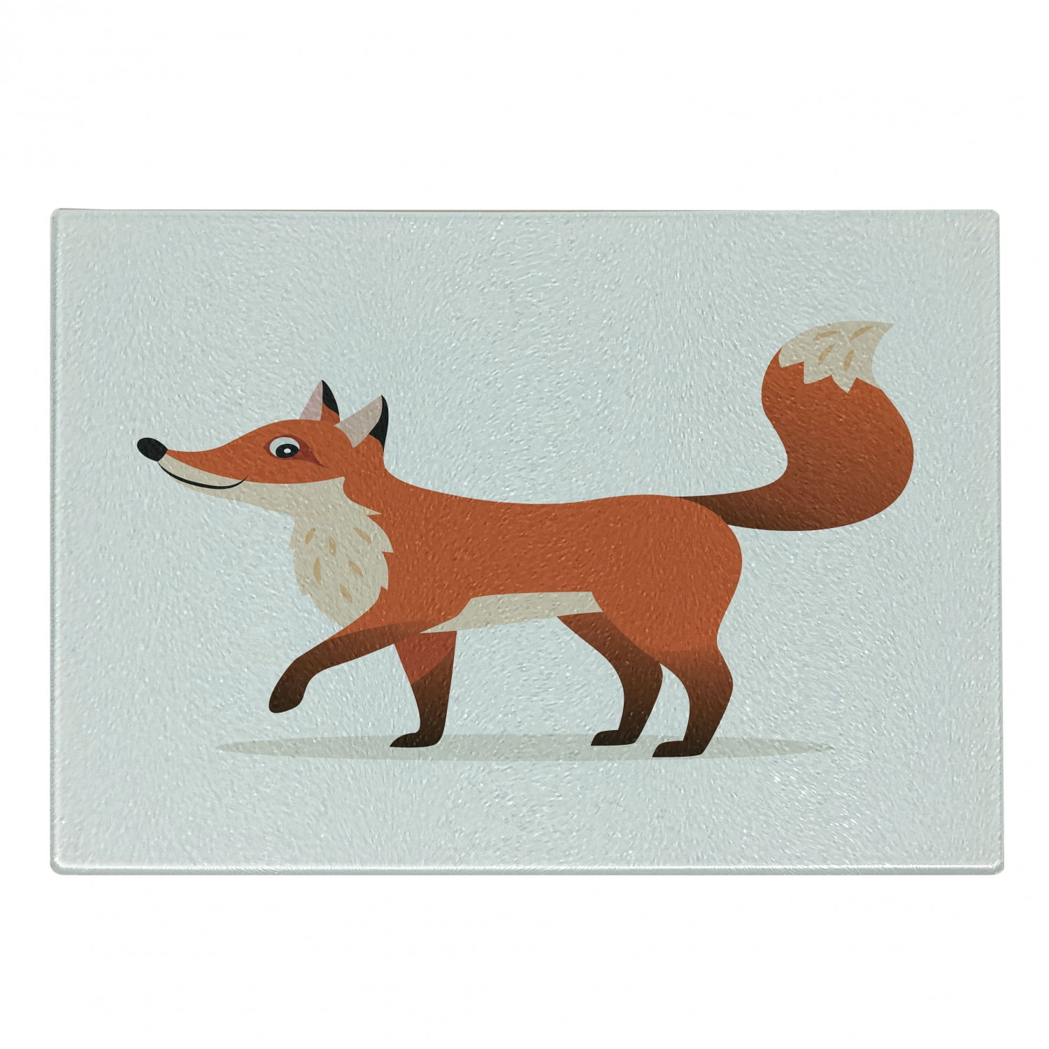 Fox Cutting Board, Coyote Walking Happy Graphic on Plain Background, Decorative Tempered Glass
