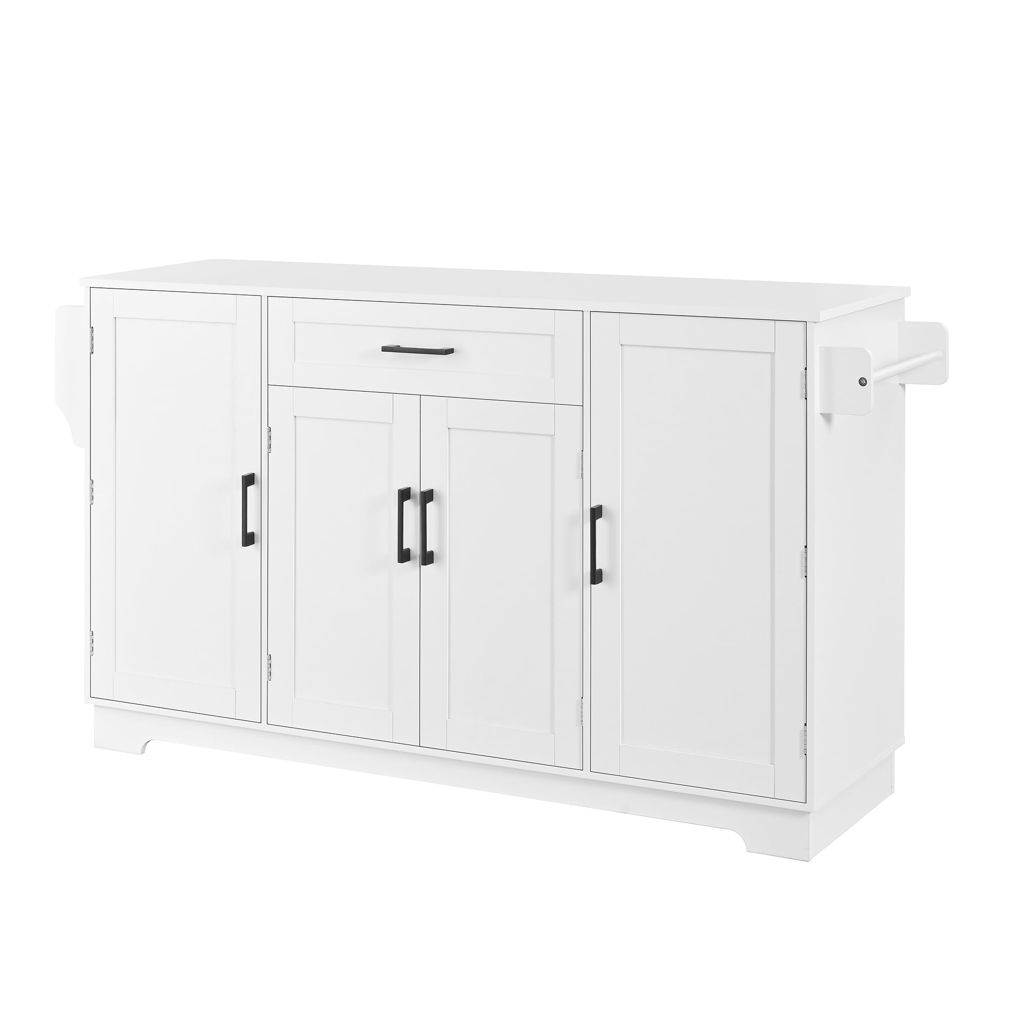 Euroco 54.3" Sideboard Buffet Cabinet with Storage, Wooden Kitchen Storage Cabinet with Adjustable Shelf,Drawer,Side Shelves & Hanging Rod, Accent Coffee Bar Cabinet for Living Room Dining Room