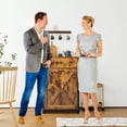 thumbnail image 4 of UBesGoo Trash Can Cabinet Tilt Out with Wheels & Drawer, 10 Gallon Kitchen Sideboard Trash Bin Pet Proof, Rustic Brown, 4 of 11