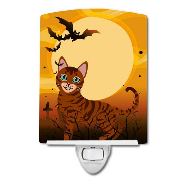Carolines Treasures BB4459CNL Halloween Toyger Cat Ceramic Night Light