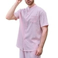 thumbnail image 2 of pstuiky camisetas para hombre, Camisa informal de manga corta con cuello alto, cómoda y lisa para hombre camisas casuales para hombre s, 2 of 3