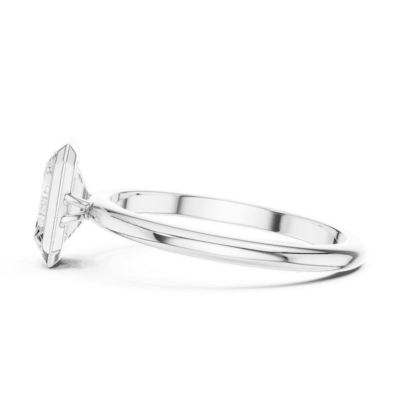 Zuwelria Moissanite Promise Ring | 1.00 Ct Emerald Cut Moissanite Engagement Ring - Wedding Ring for Women | Bezel Solitaire Diamond Rings | 18K White Gold Plated Silver Size 5