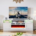 thumbnail image 2 of Easoger Fireplace TV Stand with 36” Electric Fireplace, 70” Fireplace Entertainment Center LED Lights, 2 Tier TV Console for TVs Up to 80", White, 2 of 6