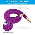 thumbnail image 3 of Uxcell 3.3 Feet Purple Velvet Stanchion Rope Crowd Control Barrier Rope with Snap Hooks, Golden 2 Pack, 3 of 6