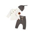 thumbnail image 2 of FAROOT Baby Retro Slant Buttons Blouse, Lace-up Pants, Round Hat 3pcs Clothes, 2 of 9