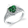 thumbnail image 2 of PEORA Created Emerald and Genuine Diamond Sweetheart Ring for Women 14K White Gold, 1.65 Carats total Heart Shape 7mm, AAA Grade, Comfort Fit, 2 of 2