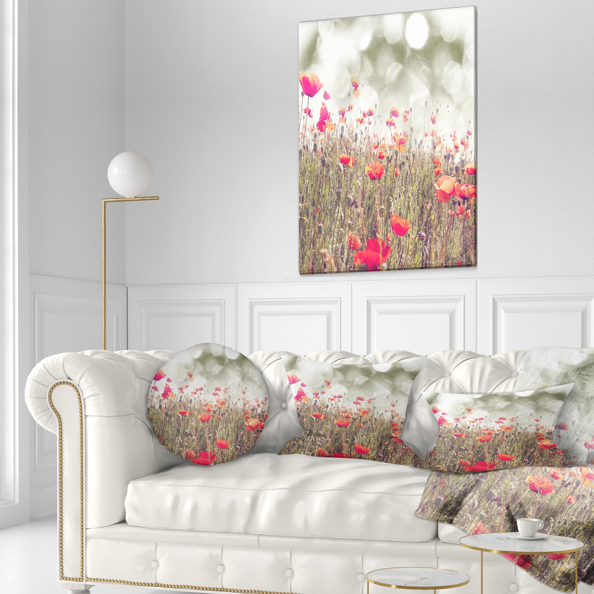 Designart 12" x 20" Red Polyester Throw Pillow