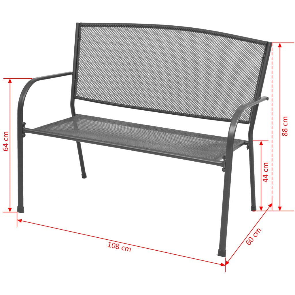 Kepooman 42.5" Outdoor Patio Garden Mesh Designed Bench with Backrest, Gray Kepooman 42.5" Outdoor Patio Garden Mesh Designed Bench with Backrest, Gray