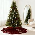 thumbnail image 6 of Inadays Christmas Tree Skirt Luxury Velvet Plush Rustic Xmas Indoor Holiday Decorations Home Fur Scallop Tree Skirt Sparking Gold Lace Trim 36'' Red, 6 of 9