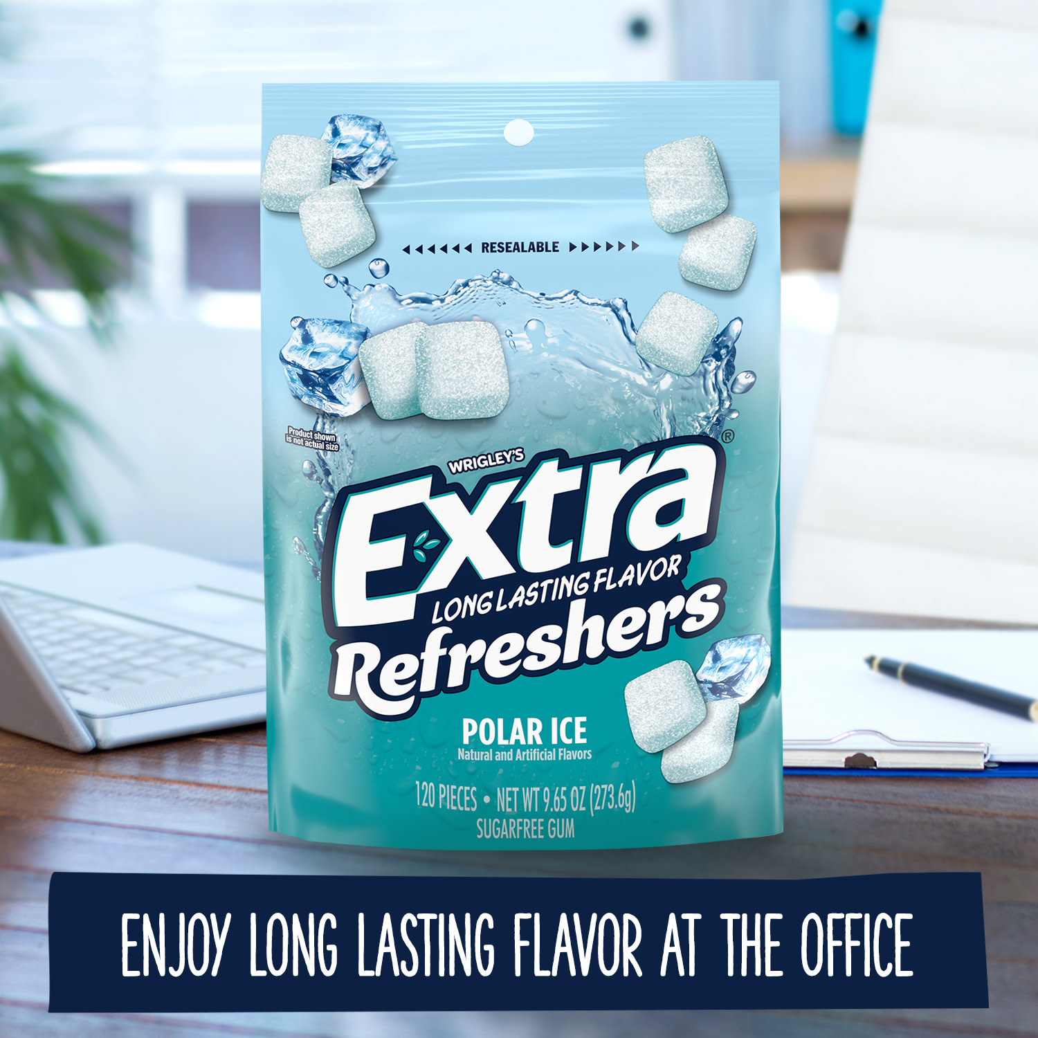 Extra Refreshers Polar Ice Sugar Free Chewing Gum Bulk- 120 Pieces Bag