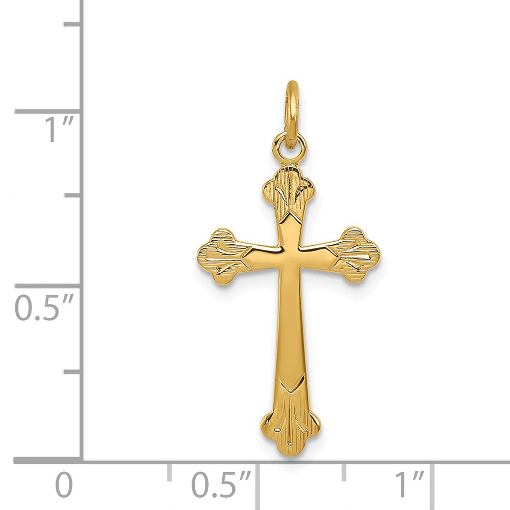 Solid 925 Sterling Silver 18K Plating Cross Charm Pendant - 24mm x 14mm