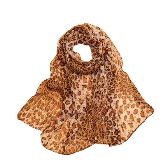 Silk Scarf Classic Leopard Print Chiffon Scarf Women's Thin Shawl Scarf For Women